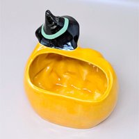 Vintage Halloween Witch Riding Pumpkin Planter