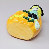 Vintage Halloween Witch Riding Pumpkin Planter