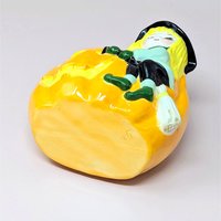 Vintage Halloween Witch Riding Pumpkin Planter
