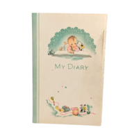 Vintage Baby Diary Memory Book, Mid Century Jeweler Advertisement, Softcover Keepsake Journal, 1930s Baby Shower Gift, Nursery Ephemera