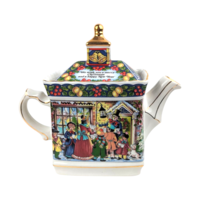 Sadler Christmas Carol Teapot, Vintage English Porcelain, Dickensian Carolers Holiday Tableware, Collectible Christmas in London Tea Pot