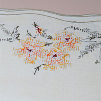 Vintage Bucilla 8 Piece Floral Cross Stitch Table Linen Set