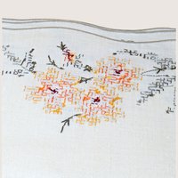 Vintage Bucilla 8 Piece Floral Cross Stitch Table Linen Set