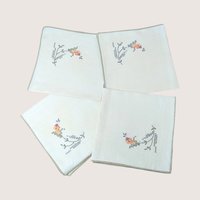 Vintage Bucilla 8 Piece Floral Cross Stitch Table Linen Set