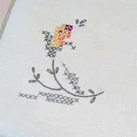 Vintage Bucilla 8 Piece Floral Cross Stitch Table Linen Set