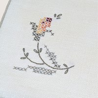 Vintage Bucilla 8 Piece Floral Cross Stitch Table Linen Set
