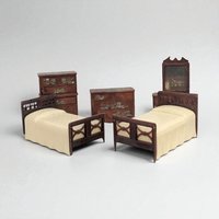 Vintage Renwal Dollhouse Bedroom Set, 1:16 Scale Modern Furniture, Miniature Beds Dressers Vanity, 1950s Collector Toy