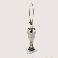 Vintage Mid Century Cut Glass Crystal Prism Table Lamp