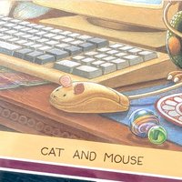Vintage Randal Spangler Cat and Mouse Signed Framed Art Print