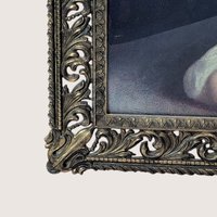 Vintage Heavy Brass Framed The Infant Samuel Sir Joshua Reynolds Bubble Glass Print
