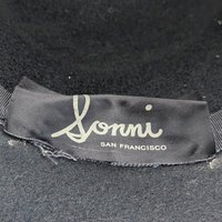 Vintage Sonni San Francisco Black Wool Metallic Gold Cocktail Brim Hat