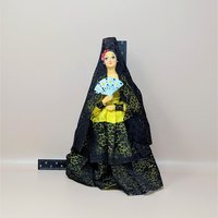 Vintage Spanish Senorita Doll in Yellow and Black Lace