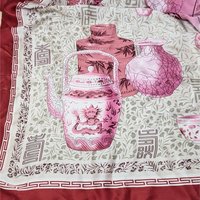 Vintage Asian Pottery Print Silk Scarf