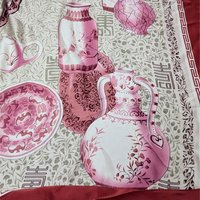 Vintage Asian Pottery Print Silk Scarf