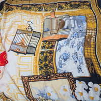 Vintage Huali Silk Scarf Asian Ginger Jar Print