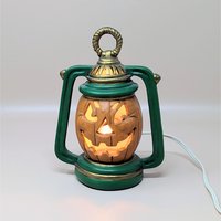 Vintage Ceramic Jack-O-Lantern Pumpkin Lantern Light