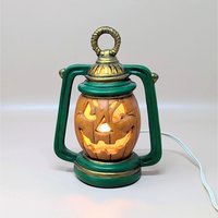 Vintage Ceramic Jack-O-Lantern Pumpkin Lantern Light