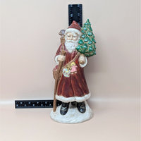 Vintage Pair Hand Painted Old World Santa Figures