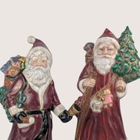 Vintage Pair Hand Painted Old World Santa Figures