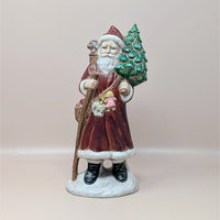 Vintage Pair Hand Painted Old World Santa Figures