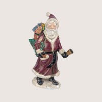 Vintage Pair Hand Painted Old World Santa Figures