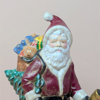 Vintage Pair Hand Painted Old World Santa Figures