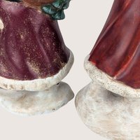 Vintage Pair Hand Painted Old World Santa Figures