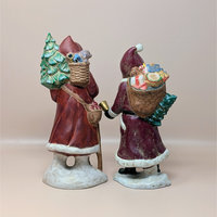 Vintage Pair Hand Painted Old World Santa Figures