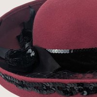 Vintage Delisa Wool Burgundy Sequin Cocktail Brim Hat Daytons Tag
