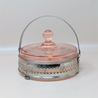 1930s Pink Depression Glass Covered Bowl