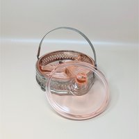 1930s Pink Depression Glass Covered Bowl