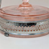 1930s Pink Depression Glass Covered Bowl