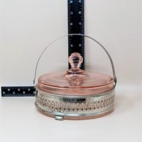 1930s Pink Depression Glass Covered Bowl