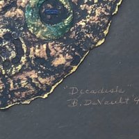 1997 Barbara DeVault Framed Decadisk Mixed Media Handmade Paper Painting