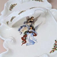 Vintage Handmade Ceramic Christmas Angel Tray