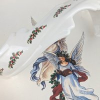 Vintage Handmade Ceramic Christmas Angel Tray