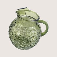 1970s Anchor Hocking Lido Milano Green Glass Ball Pitcher