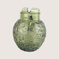 1970s Anchor Hocking Lido Milano Green Glass Ball Pitcher