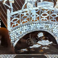 1960s Vietnamese Mother of Pearl Inlay Lacquer Wall Panel Paired Piece