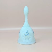 Vintage Fenton Hand Painted Blue Glass Bell