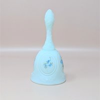 Vintage Fenton Hand Painted Blue Glass Bell