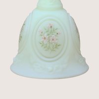 Vintage Fenton Custard Satin Hand Painted Signed Glass Bell
