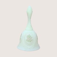 Vintage Fenton Custard Satin Hand Painted Signed Glass Bell