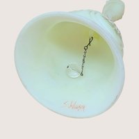 Vintage Fenton Custard Satin Hand Painted Signed Glass Bell
