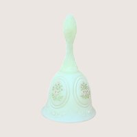Vintage Fenton Custard Satin Hand Painted Signed Glass Bell