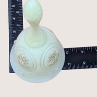 Vintage Fenton Custard Satin Hand Painted Signed Glass Bell