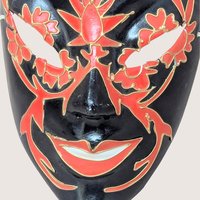 1980s Handmade Red and Black Mask Wall Art