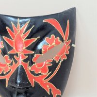1980s Handmade Red and Black Mask Wall Art