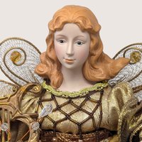 1990s JCPenney Gold Standing Angel Christmas Tree Topper In Box