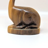 1960s Hand Carved Wood Seated Gazelle Figurine